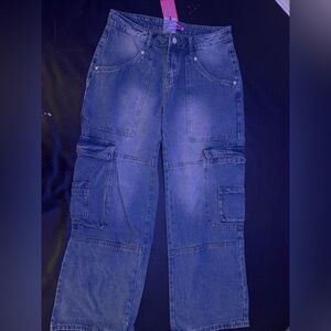 Edikted Women's Blue Cargo Jeans